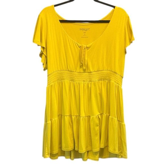 Torrid Yellow Super Soft Tie Front Keyhole Babydoll Top Size 2 2XL - Picture 4 of 11